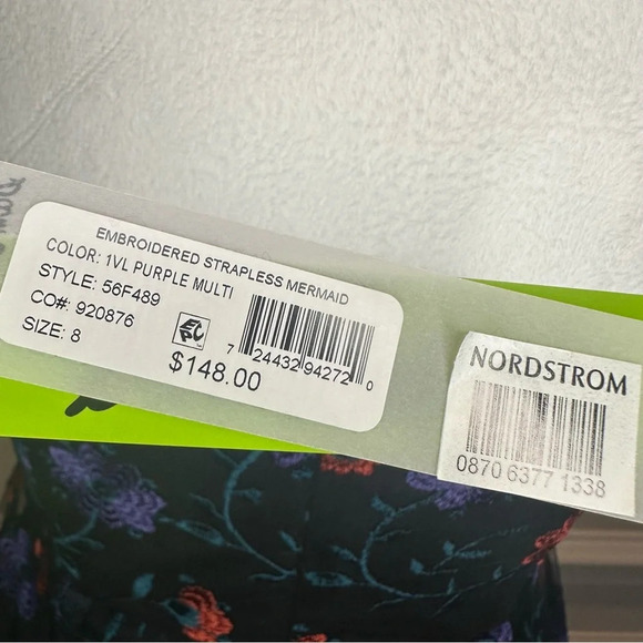 Sam Edelman Embroidered Floral High Low Strapless Dress. Sz: 8 - Picture 9 of 10